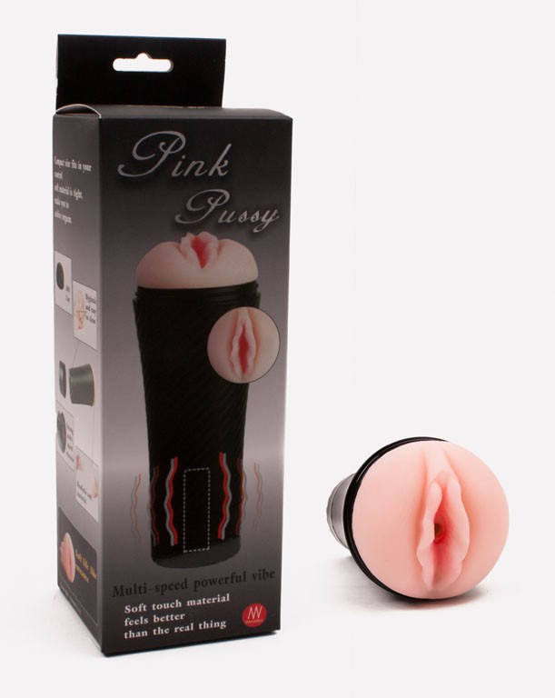 LINTERNA CON VIBRACION PINK PUSSY (NEGRO)